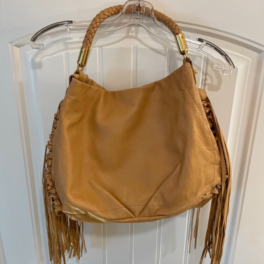 CC Skye tan leather tassel purse